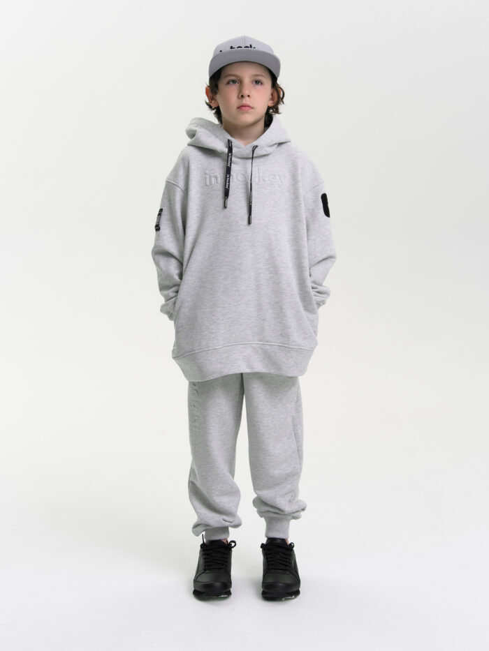 Худи In Hockey детское оверсайз,серый меланж   NEW COLLECTION 2025 (весна-лето)