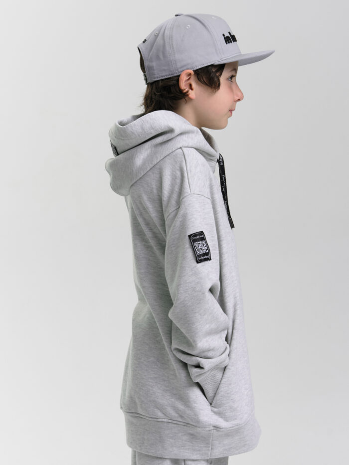 Худи In Hockey детское оверсайз,серый меланж   NEW COLLECTION 2025 (весна-лето)