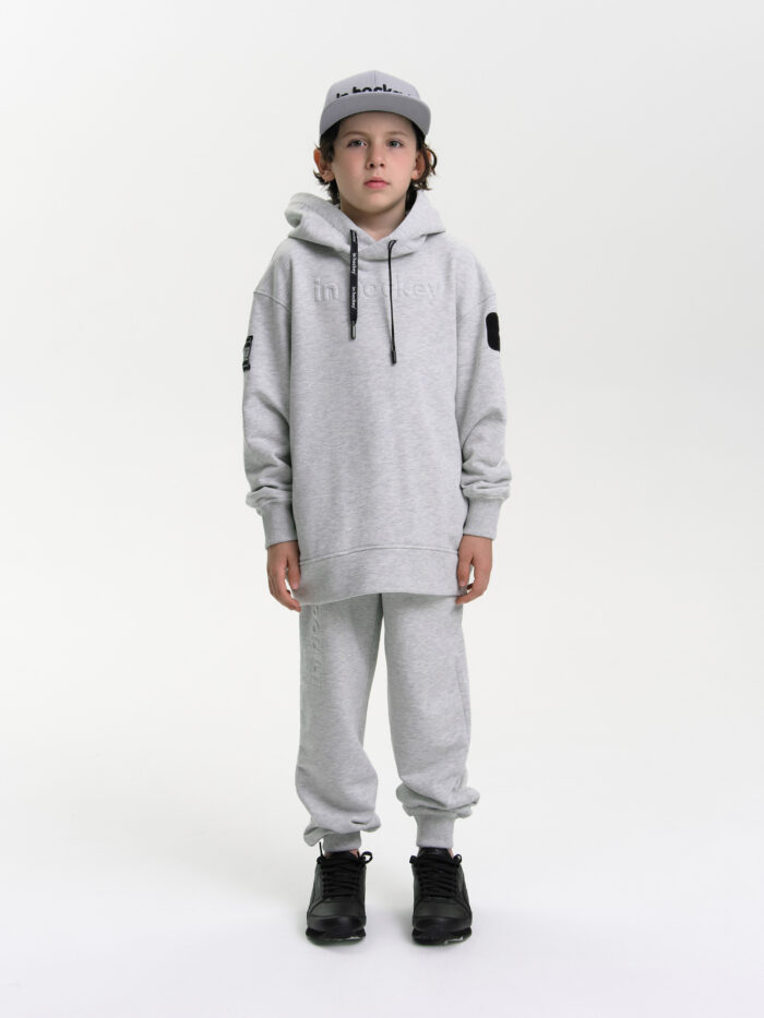 Худи In Hockey детское оверсайз,серый меланж   NEW COLLECTION 2025 (весна-лето)