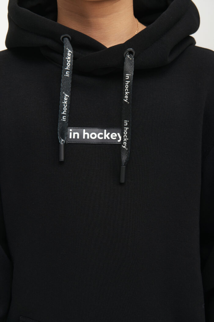 Худи детское In Hockey ( черный с белой вышивкой) зима 2024-2025