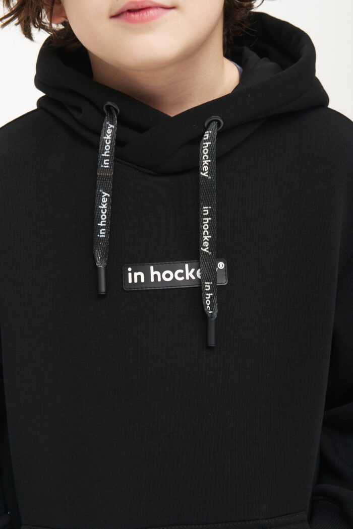 Худи детское In Hockey ( черный с белой вышивкой) зима 2024-2025