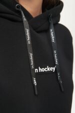 Худи унисекс In Hockey (черный с белой вышевкой)  зима 2024-2025