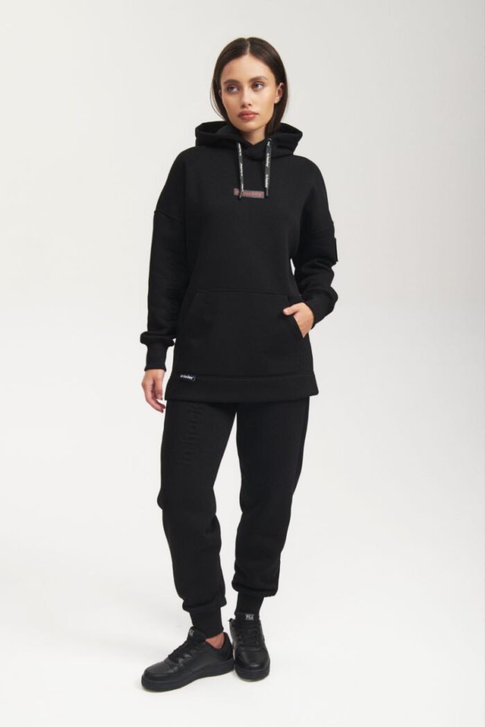 Худи унисекс In Hockey (черный с белой вышевкой)  зима 2024-2025