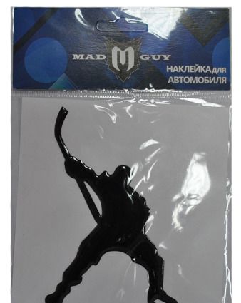 Наклейка на авто Mad Guy (хоккеист на замахе, черный)