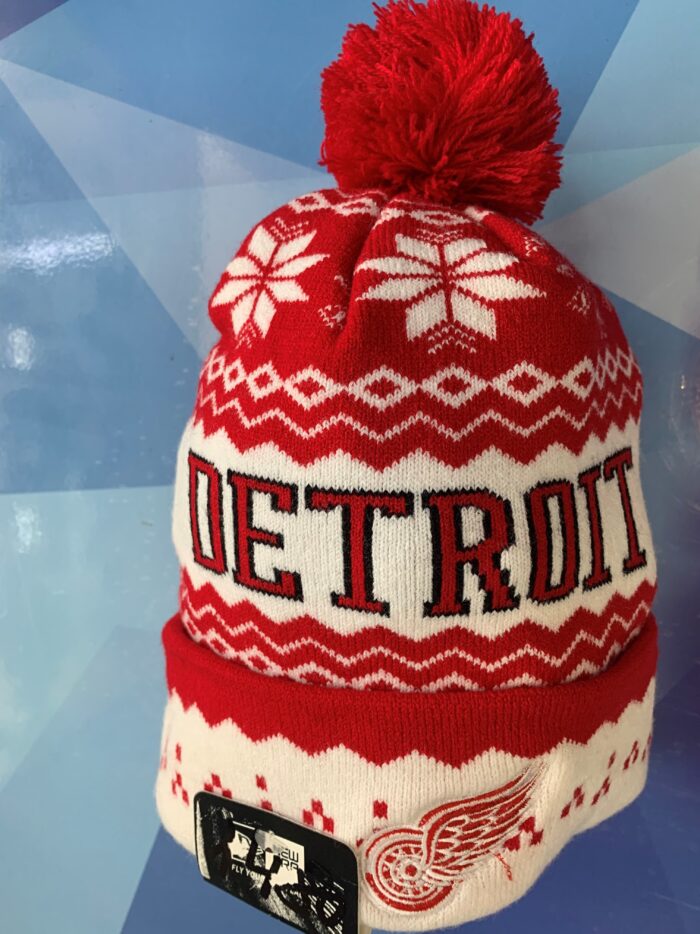 Шапка NHL Detroit Red Wings New Era c помпоном(снежинка)